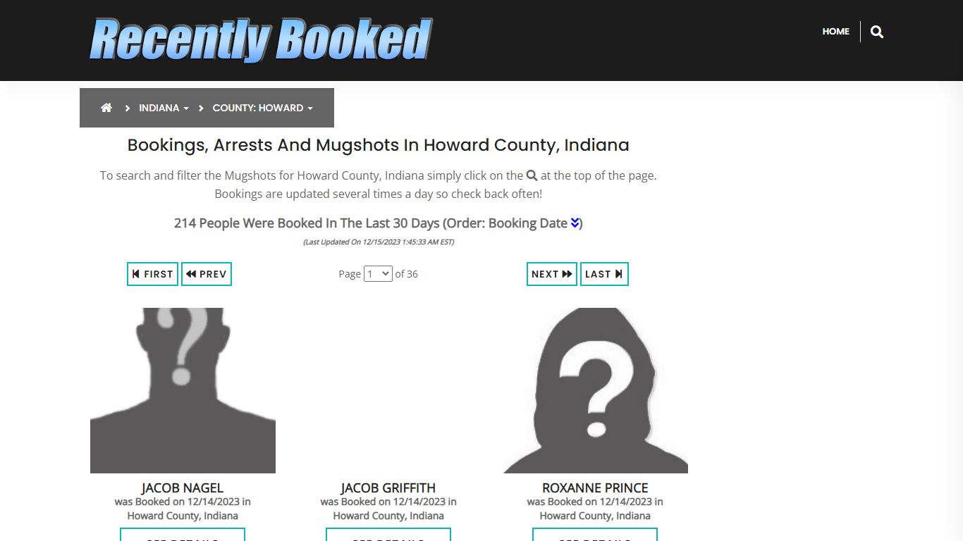 Recent bookings, Arrests, Mugshots in Howard County, Indiana